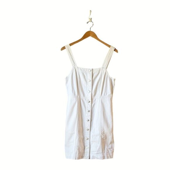 MADEWELL Denim Square Neck Sleeveless Mini Dress in Tile White sz 10 NWT - Picture 8 of 15